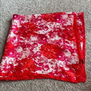 Coach Vibrant Red and Pink 100% percent silk Patterned Scarf